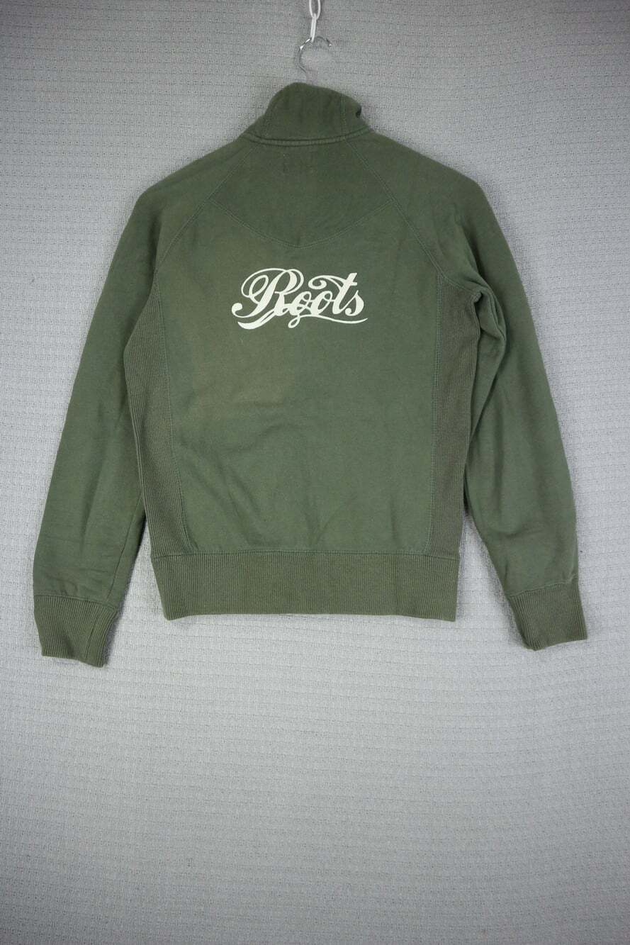Roots 73 Athletic Y2K Zip Up Spell Out Jacket Cotton XS Khaki Womens